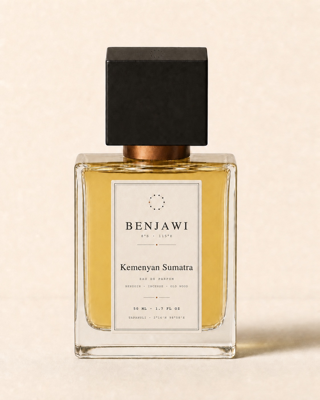 Kemenyan Sumatra eau de parfum beside pale benzoin resin.