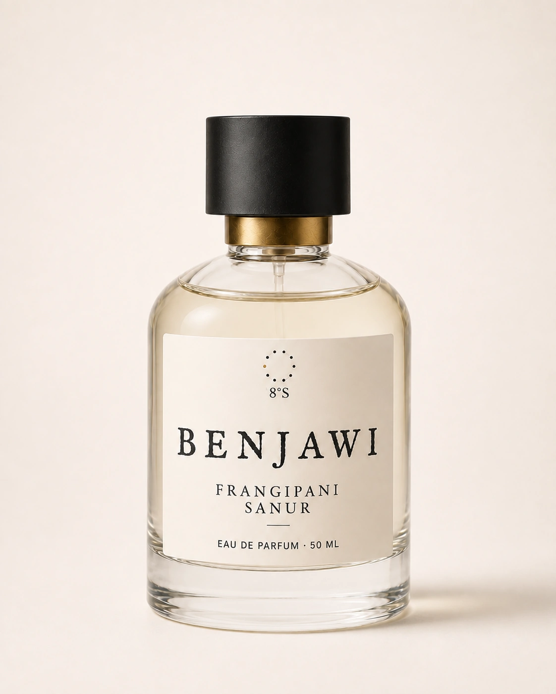 Benjawi Frangipani Sanur eau de parfum bottle on a pale background